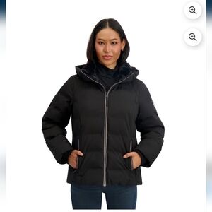 ZeroXposur Women's Black Puffer Jacket Faux Fur Lining